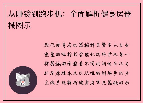 从哑铃到跑步机：全面解析健身房器械图示
