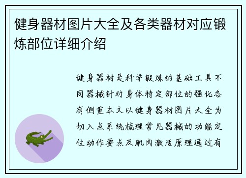 健身器材图片大全及各类器材对应锻炼部位详细介绍